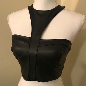 Black Leather Faux Bra